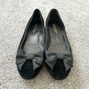 Ralph Lauren Collection Black Velvet Flats with Bow